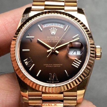 Q Factory Replicas Rolex Day-Date M128235-0075 Smoked Brown 36mm: A Timeless Masterpiece