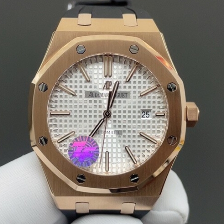 ZF Factory Audemars Piguet Replica 15400OR White Dial – Classic Elegance in Rose Gold and Leather