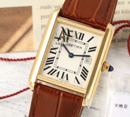 AF Factory Replica Cartier Tank Louis W1529756: The Elegance of Gold Case and Brown Strap