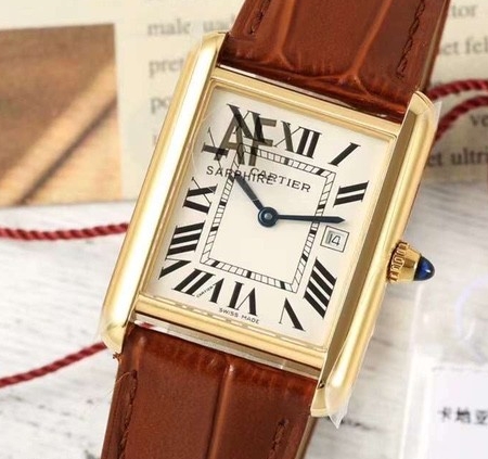 AF Factory Replica Cartier Tank Louis W1529756: The Elegance of Gold Case and Brown Strap