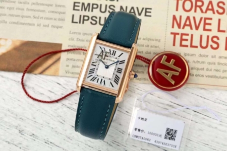 AF Factory Replica Watch Cartier Tank WGTA0062: Gold Case with Blue Cowhide Watchband