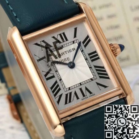 AF Factory Replica Watch Cartier Tank WGTA0062: Gold Case with Blue Cowhide Watchband